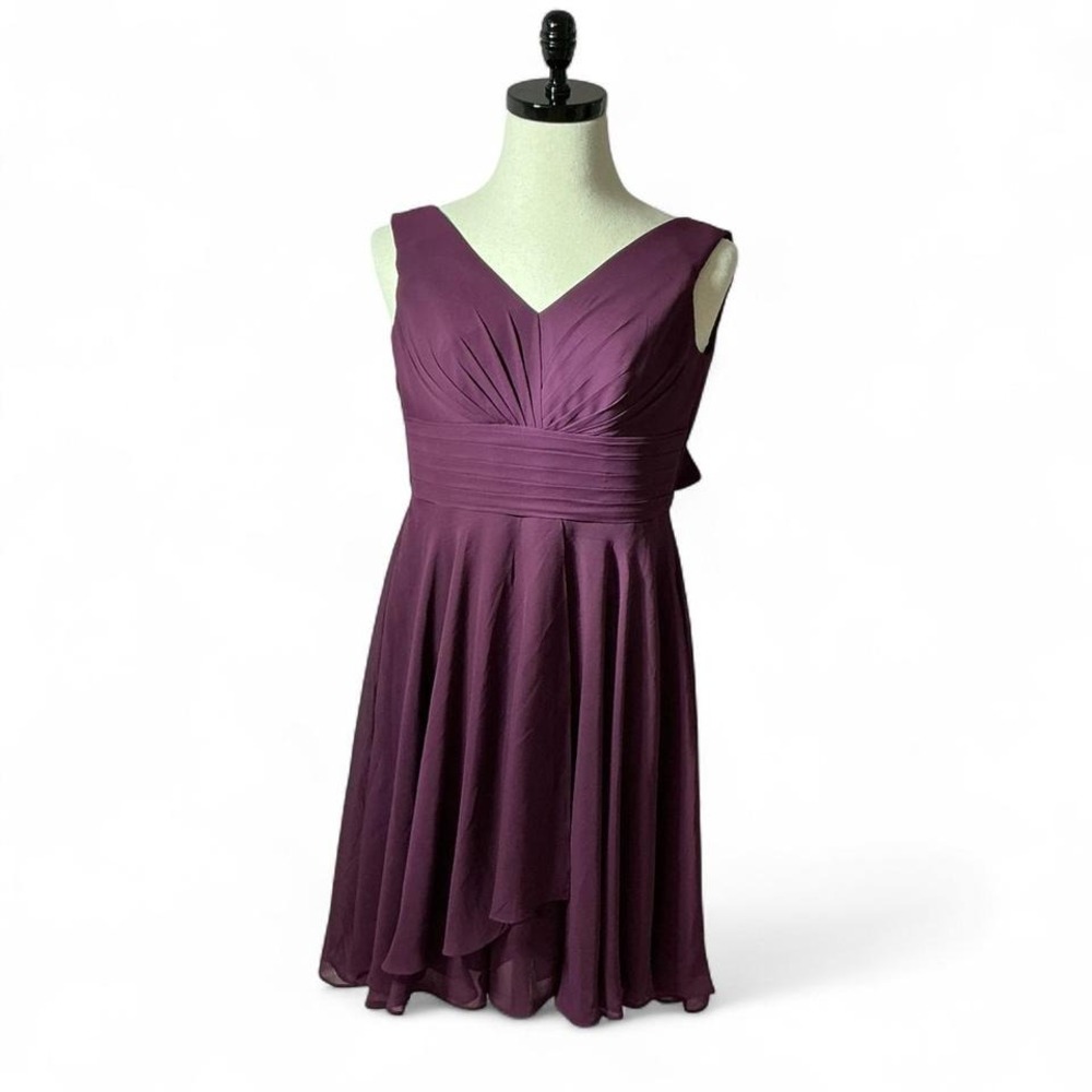 Plum Purple Bridesmaid Dress Sleeveless Open Back‎ Party Cocktail Dress